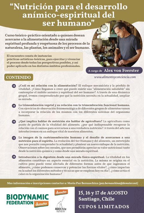 Taller: Nutrición para el desarrollo anímico-espiritual del ser humano